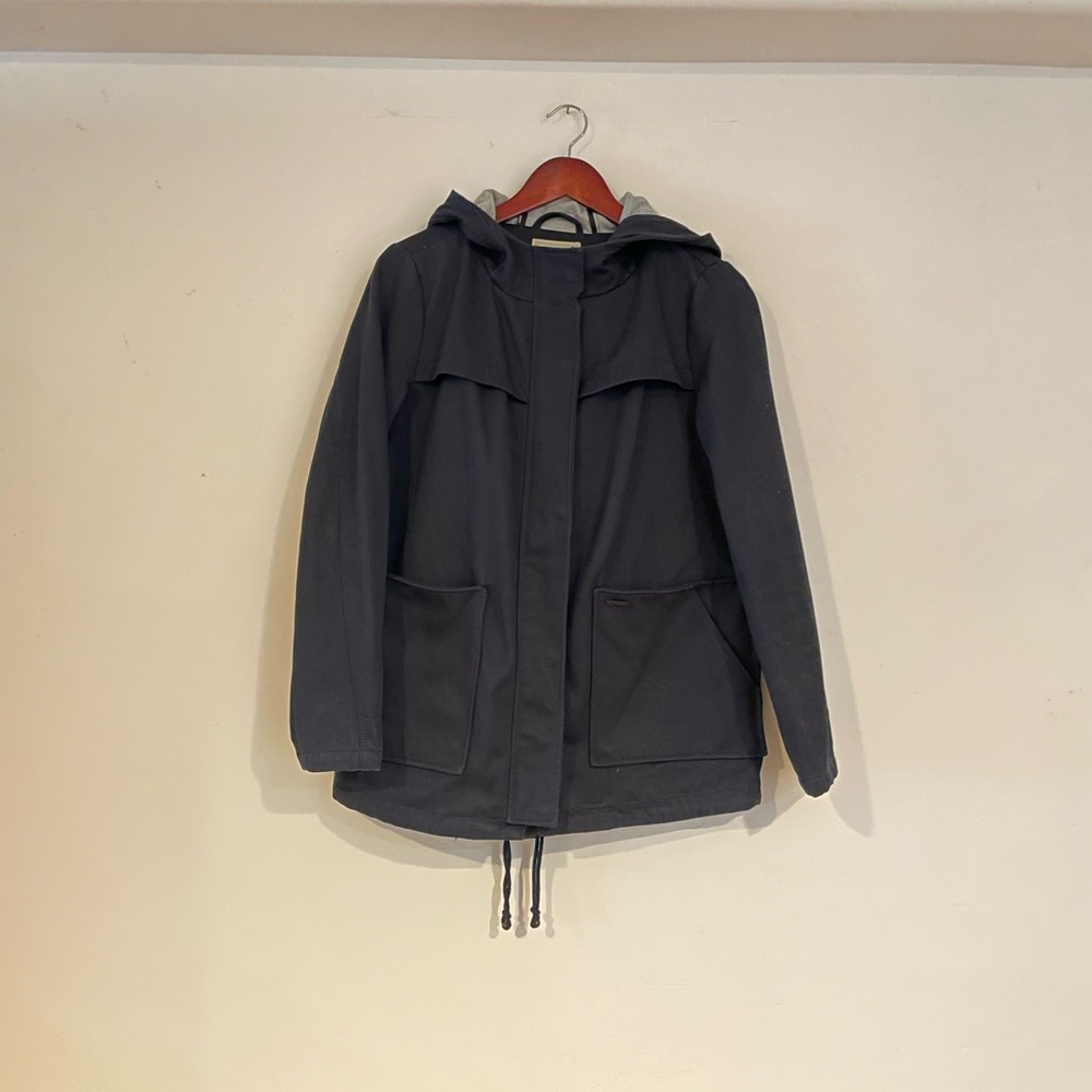 Navy Zip Up Hooded Coat